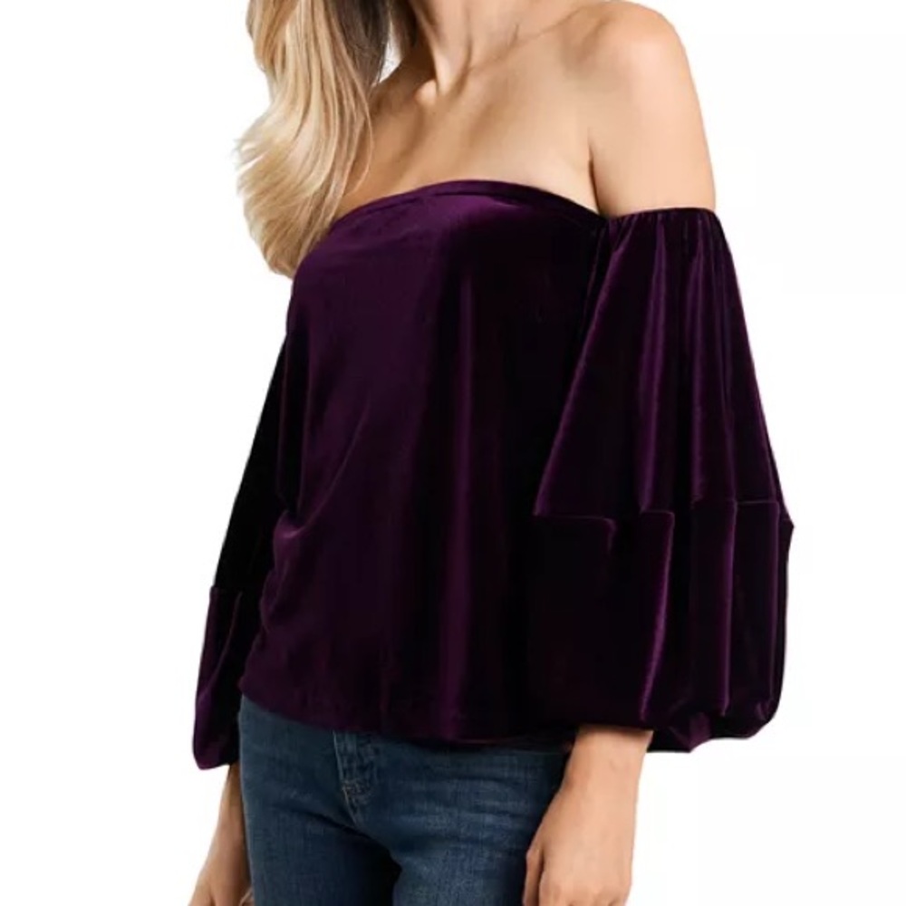 Elegant Off-Shoulder Purple Velvet Top